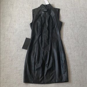 Black faux leather Bebe dress